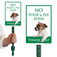 No Dog Poop & Pee Zone Thank You Sign