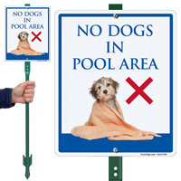 No Dogs in Pool Area Sign