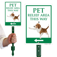 Pet Relief Area This Way Choose Arrow Sign