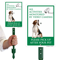 Pick Up After Your Pet Activities Monitored Dog Poop Sign