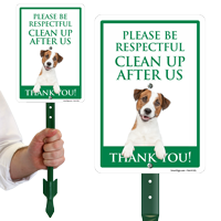 Please Be Respectful Clean Up After Us Dog Poop Sign