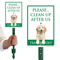 Please Clean Up After Us Thank You Dog Poop Sign