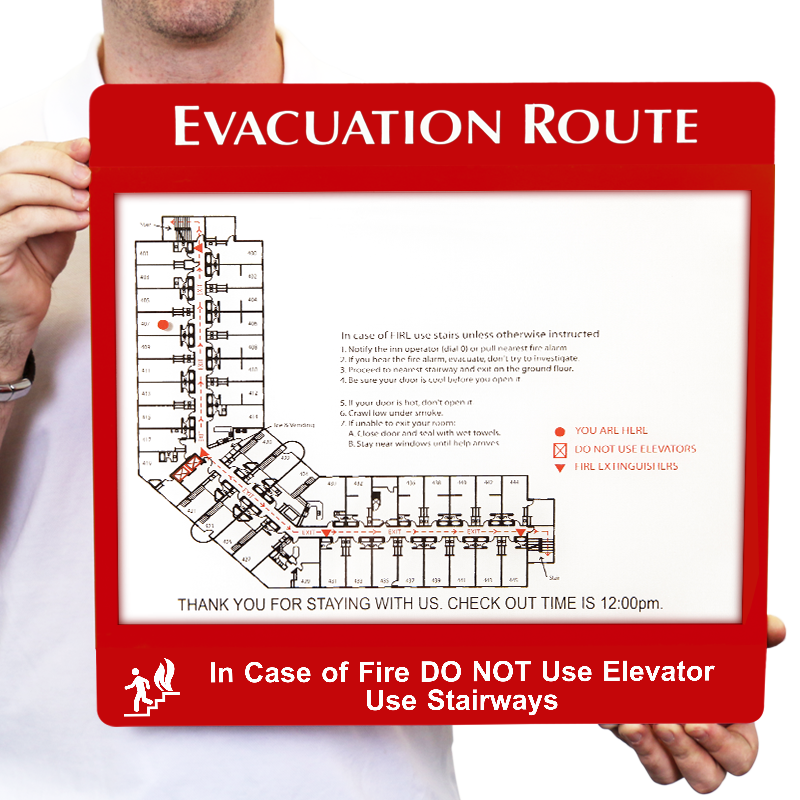 Do Not Use Elevator Evacuation Map Holder