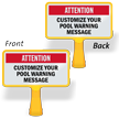 Attention Customize Your Pool Message ConeBoss Pool Sign