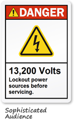 13200 Volt Warning Label