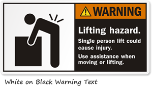 White on Black Warning Label Text